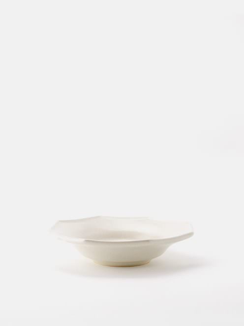 awabi ware / 八角中深皿(白磁)