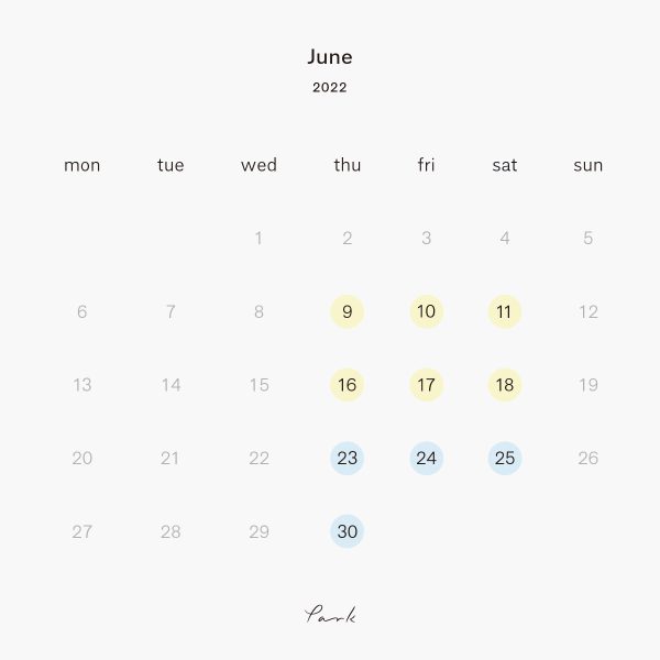 2022年6月の営業カレンダー