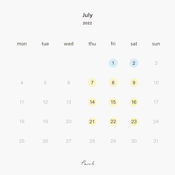 2022年7月の営業カレンダー