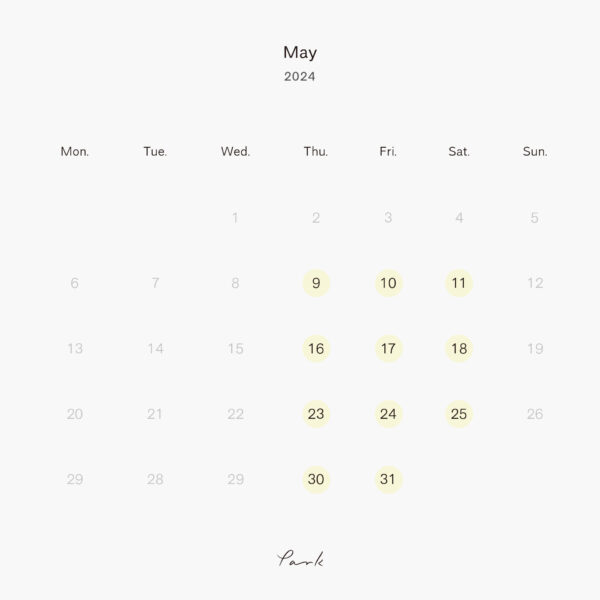 2024年5月の営業カレンダー