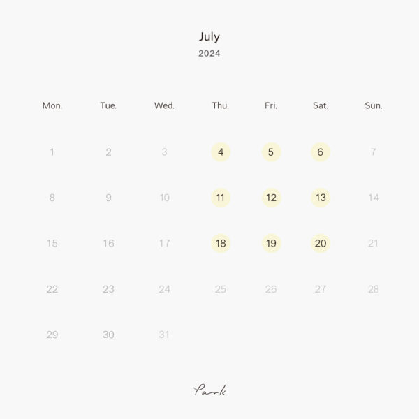 2024年7月の営業カレンダー