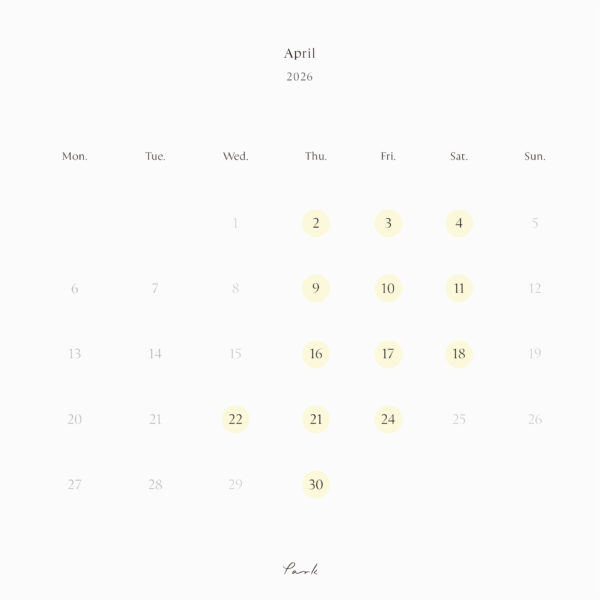 2026年4月の営業カレンダー